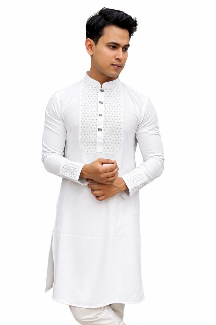 চাইনা মাইক্রো ফেব্রিক্স পাঞ্জাবি | White Color